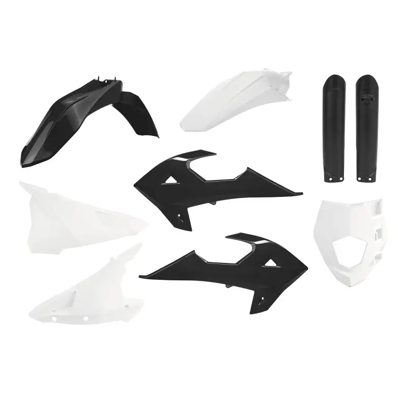 Zlevněný POLISPORT kompletní sada plastů (FULL KIT) GAS GAS EC/EC-E/EC-F 18-20; MR 250/300 21-26; RIEJU MR 200/250/300 21-26 v sadě kryt světla (8669800001) a kryty tlumičů (8398600003) barva černo bílá
