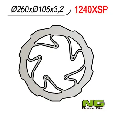 Super Cena NG přední brzdový kotouč BMW G 450X 08-11 (260X105X3,2) WAVE (5X6,00mm)