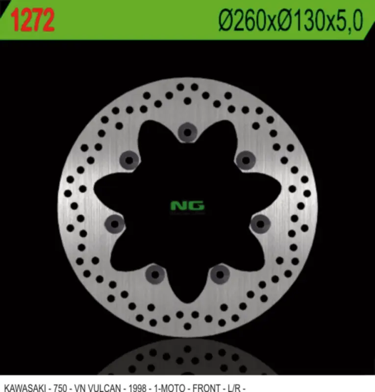 NG přední brzdový kotouč KAWASAKI VN750 VULCAN (260X130X5mm) 7 otvorů průměr 10,5 Pouze Dnes