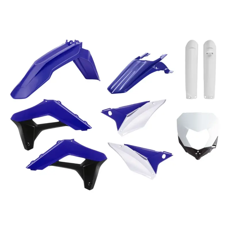 Víkendová Akce POLISPORT kompletní sada plastů (FULL KIT) SHERCO SE-R/SEF-R 17-23 v sadě kryt světla (8679800003) a kryty tlumičů (8398600002) barva modrá bílá černá OEM