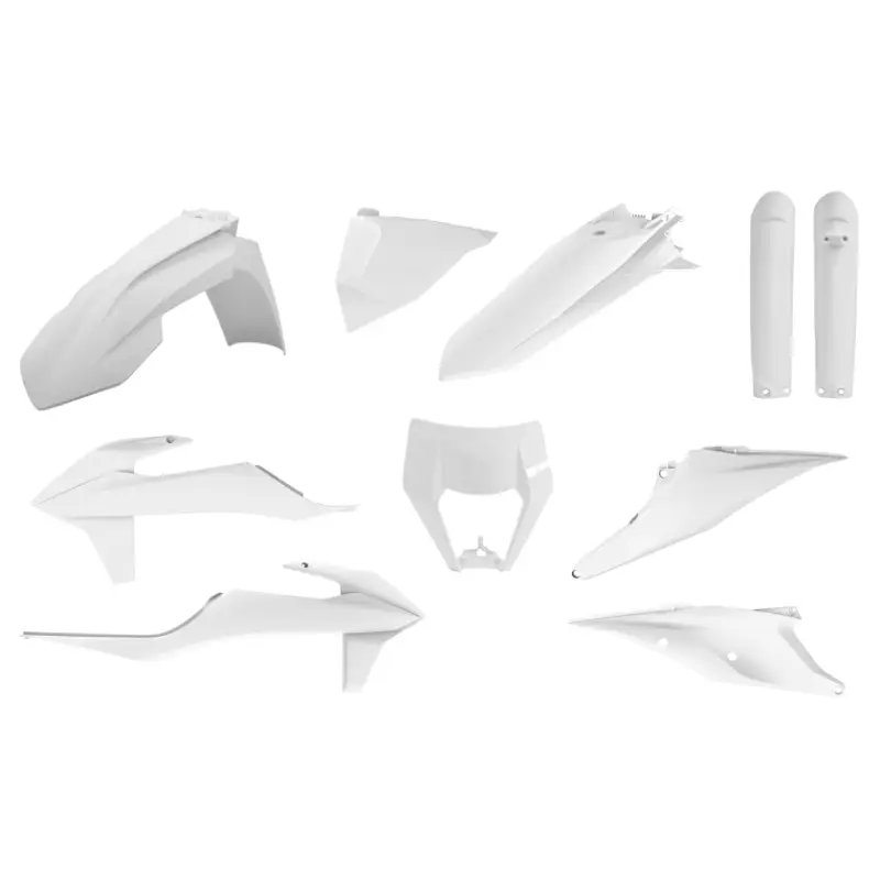 POLISPORT kompletní sada plastů (FULL KIT) KTM EXC/EXC-F TPI 20-23 v sadě kryt světla (8668600001) a kryty tlumičů (8398600012) barva bílá Poslední Šance